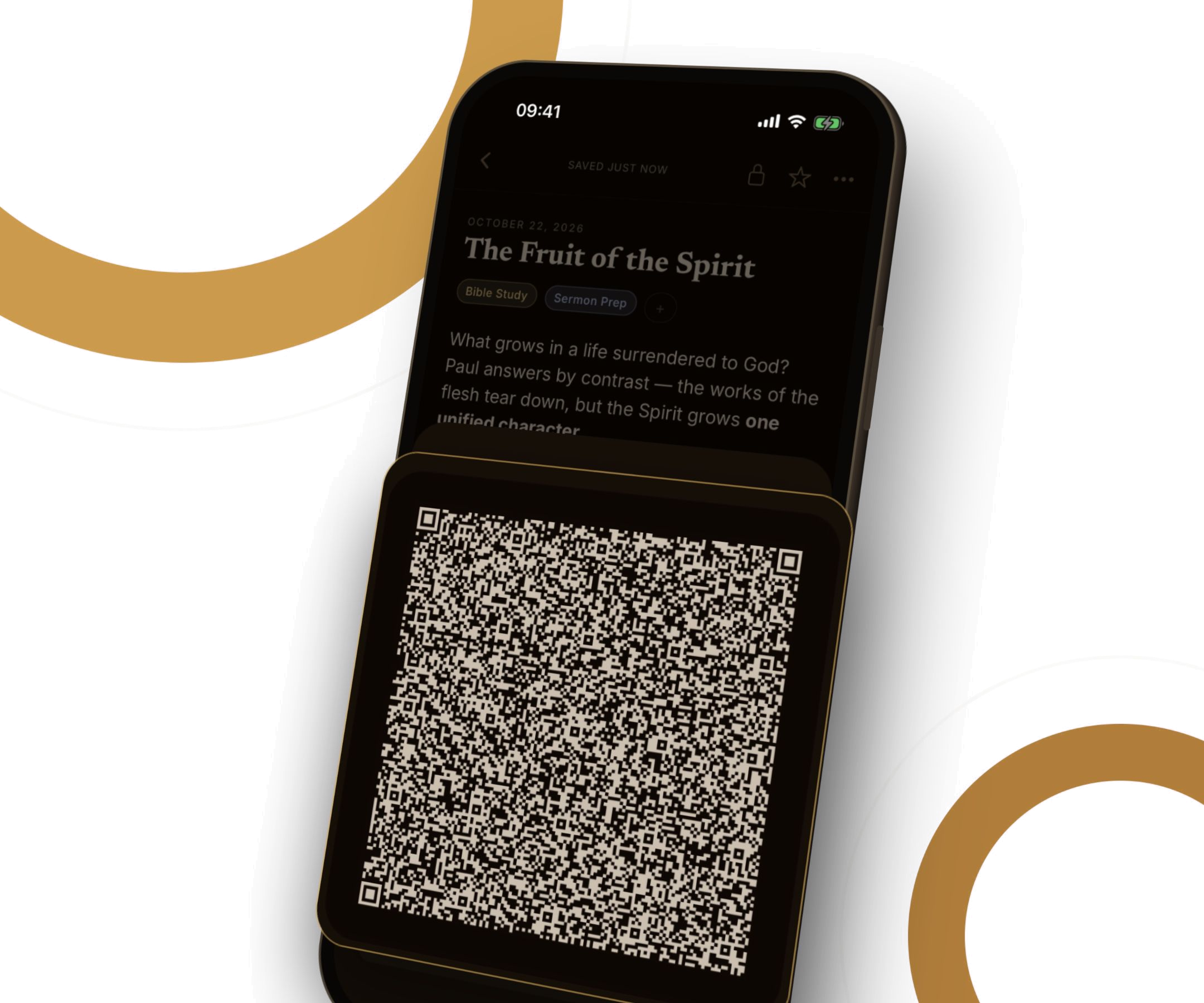 Sharing a Good Soil note, with its QR code enlarged.